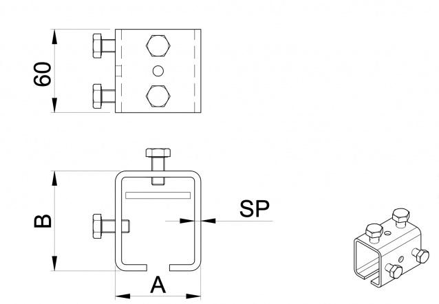 ACOPLE-ABRAZADERA-CONECTOR-EMPALME 354 GUÍA SUPERIOR PUERTAS CORREDERAS COLGADAS SERRALLER - Imagen 2